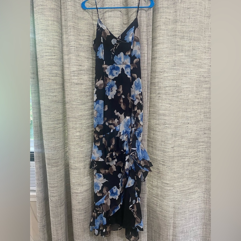 Lulus black and blue floral maxi dress